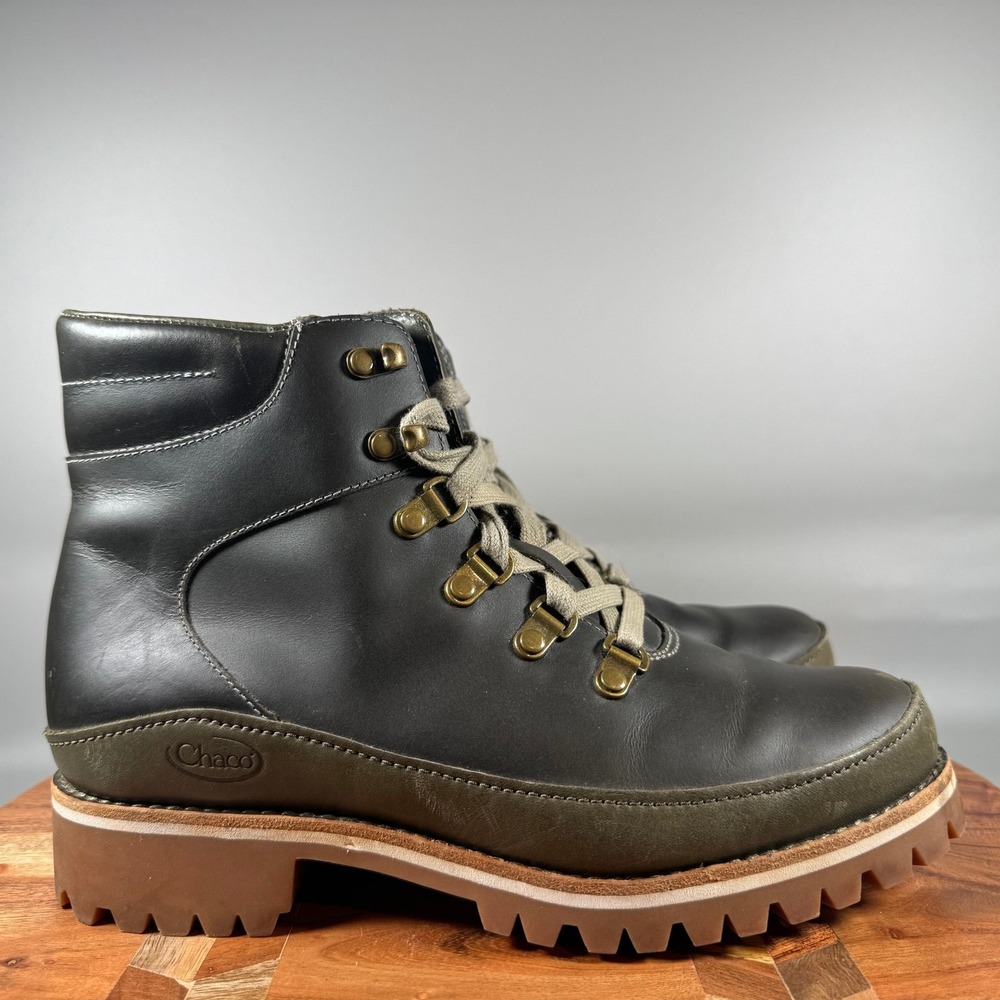 Chaco Barbary Womens 7 Black Olive Green Leather Wool Hiking Boots J106316